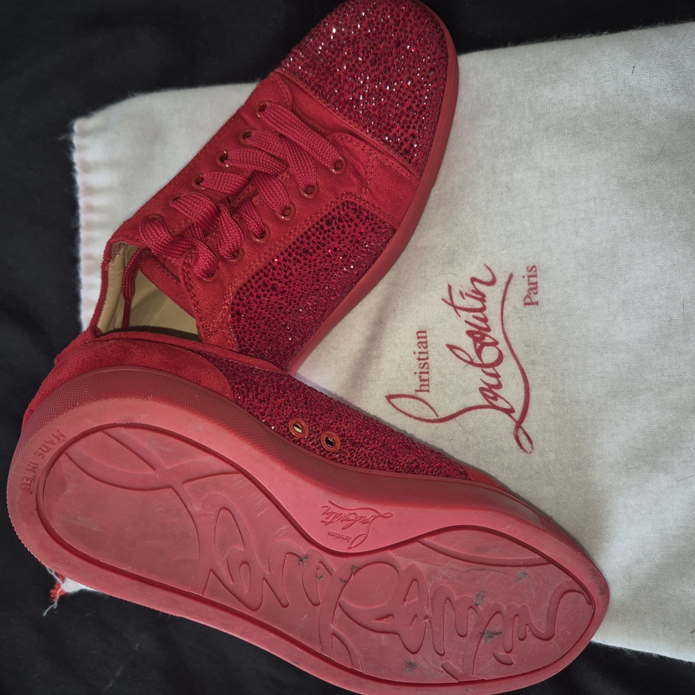 Christian Louboutin Red Sparkle Sneakers